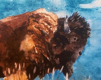 Bison Watercolor Print