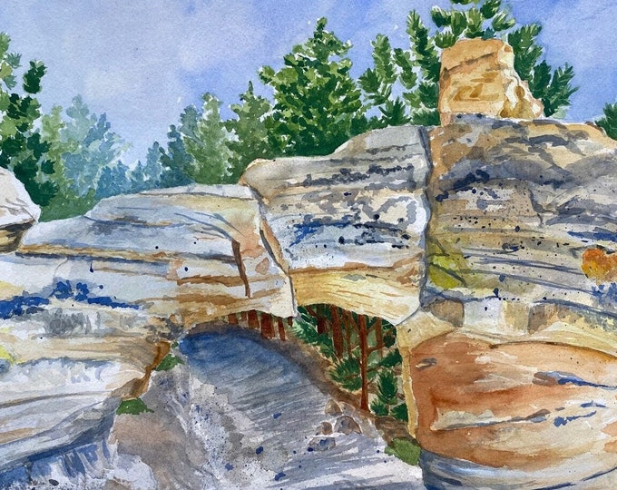 Colorado Landscape Watercolor Art: Ute Valley Archway Print for Home Decor