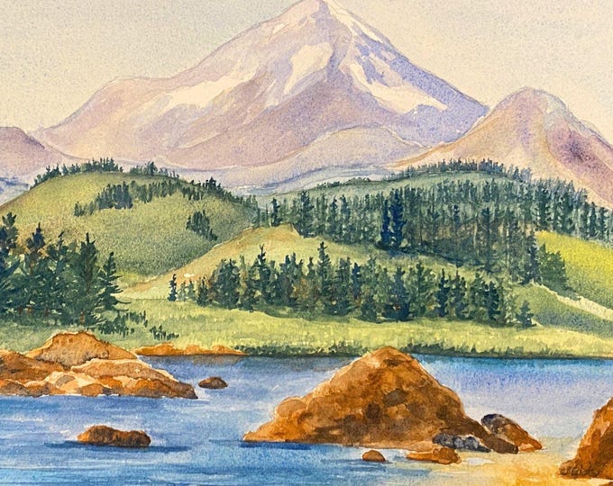 Mountain Landscape Print, Watercolor Painting