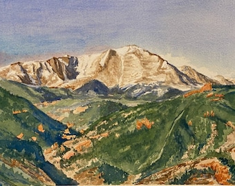 Colorado Watercolor, Pikes Peak Art, Mountain Landscape Painting, Mountain Art, Rocky Mountain Wall Decor