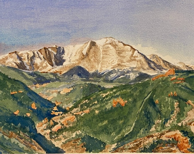 Colorado Watercolor, Pikes Peak Art, Mountain Landscape Painting, Mountain Art, Rocky Mountain Wall Decor