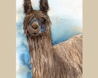 Llama Watercolor Painting: Wall Art Print, Farm and Ranch Decor