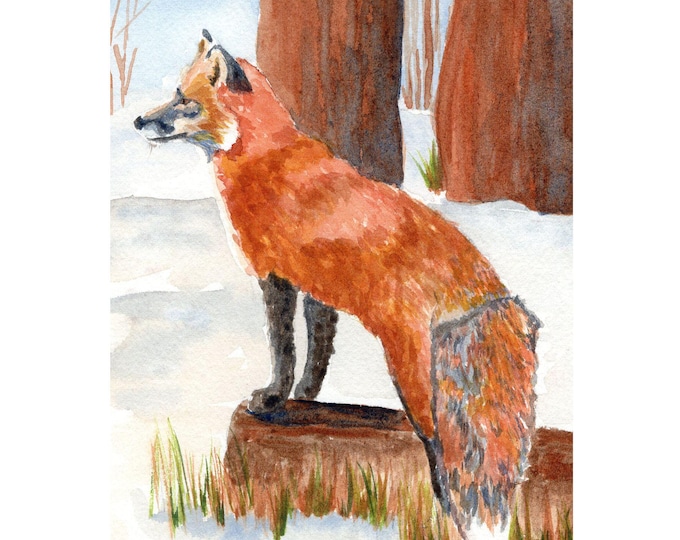 Fox Watercolor Painting: Wall Art Print for Home Decor