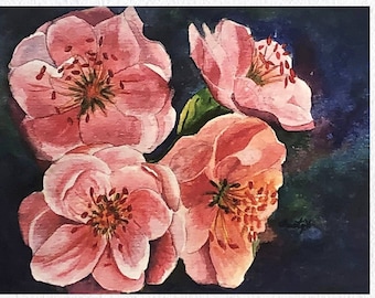 Pink Garden Roses Painting Floral Art Print for Wall Decor