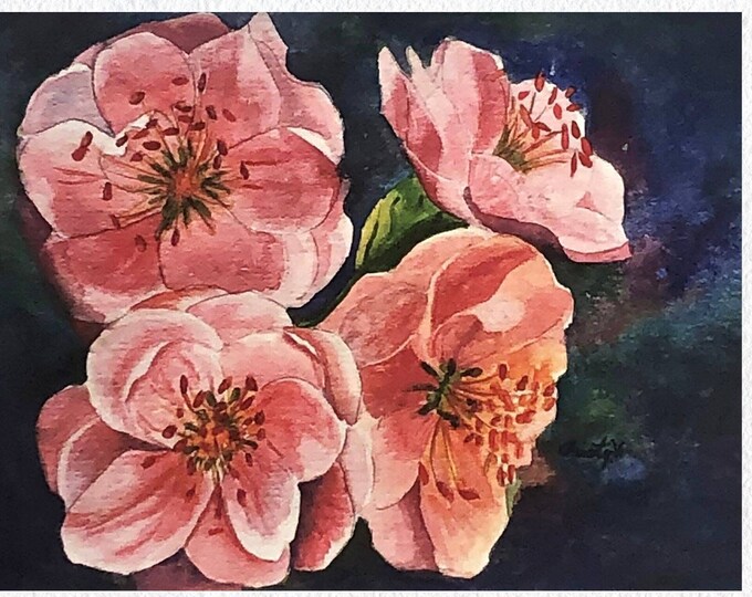 Pink Garden Roses Painting Floral Art Print for Wall Decor