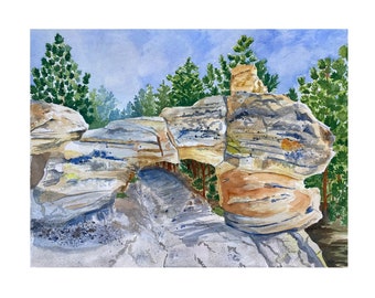Colorado Landscape Watercolor Art, Ute Valley Archway Print for Home Decor