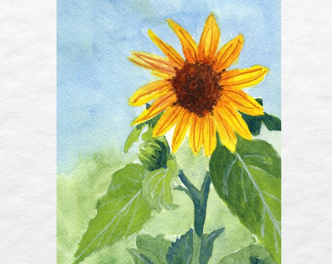 Sunflower Art Print: Watercolor Painting for Home Wall Decor