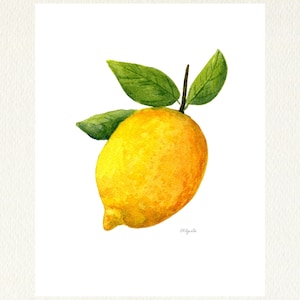 Lemon Watercolor Painting Art Print: Cheery Citrus Wall Art