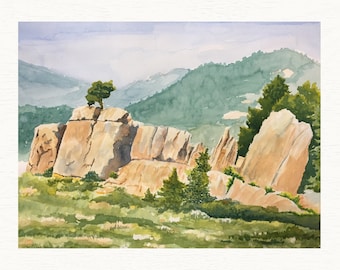 Colorado  Mountain Watercolor Painting: Hogback Ridge Trail Wall Art Print
