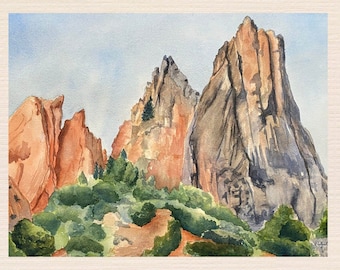 Cathedral Rock Watercolor Print: Colorado Landscape Art