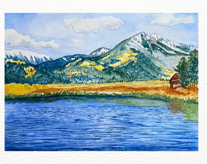 Colorado Painting, Mountain Print, Watercolor Painting of Snow-covered Collegiate Peaks