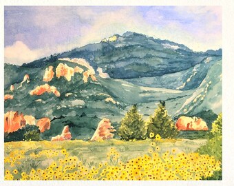 Colorado Sunflower Watercolor Print: Mountain Meadow Flower Wall Art
