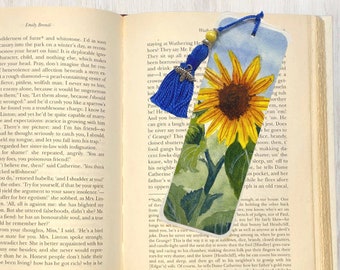 Sunflower Bookmark, Watercolor Bookmark, Book Lover Gift, Painting of a Yellow Sunflower