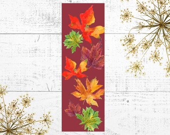 Fall Bookmark, Autumn Maple Leaf Art, Book Lover Gift