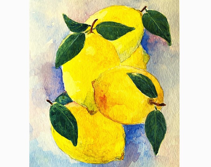 Lemon Watercolor Art Print: 16x20 Kitchen Wall Decor, Citrus Painting for Home