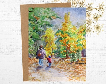 Father's Day Card, Watercolor Art, 5x7 Folded Greeting Card with Envelope
