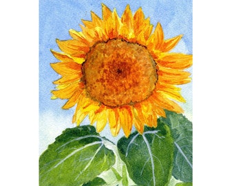 Mammoth Sunflower Art Print, Sunflower Painting, Flower Wall Art