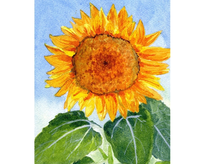 Mammoth Sunflower Art Print, Sunflower Painting, Flower Wall Art