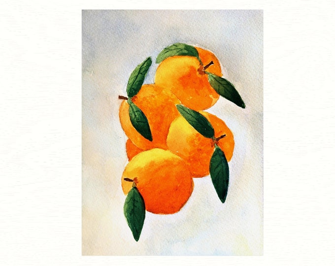 Art Print, Watercolor Painting of Oranges, Fruit Wall Decor, Citrus Watercolor Print, Still Life Art
