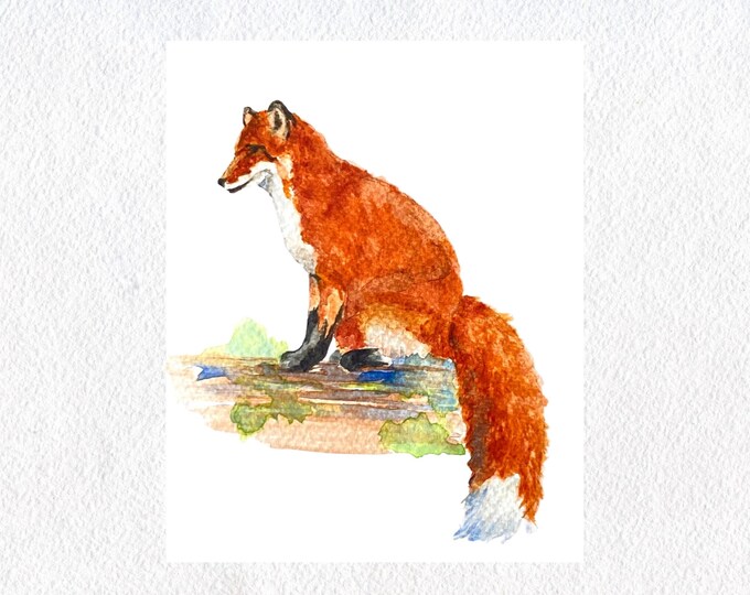 Fox Watercolor Print, Painting of a Red Fox, Woodland Nature Wall Art