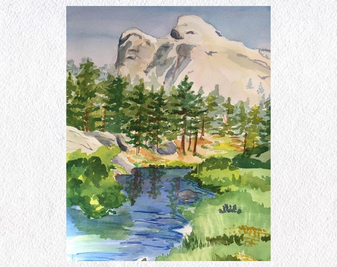 Pikes Peak Art Print, Watercolor Painting of Rocky Mountains, Colorado Wall Art