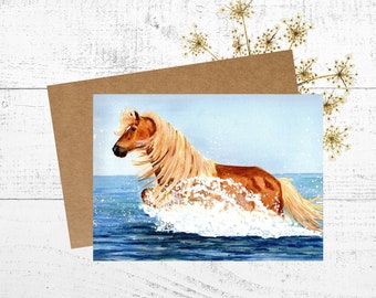 Biglietto cavallo, biglietto acquerello, biglietto d'auguri personalizzato 5x7