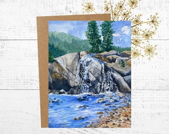 Birthday Card, Watercolor Painting of Helen Hunt Falls in Colorado Springs, Colorado