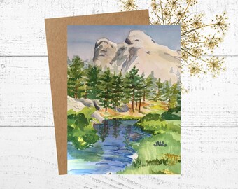 Colorado Greeting Card, Watercolor Painting of Pikes Peak, 5x7 Personalized Card, Postcard