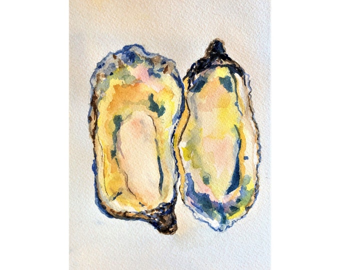 Oyster Watercolor Print, Large Wall Art, 16x20 Print, Watercolor Painting of Two Ocean Oysters