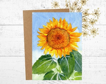Sunflower Card, 5x7 Greeting Card, Blank Greeting Card, Watercolor Card, Postcard