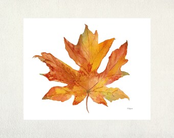 Watercolor Fall Maple Leaf Art Print