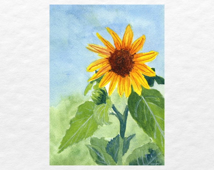 Colorful Sunflower Watercolor Painting for Home Wall Decor