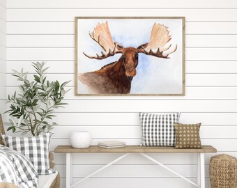 Moose Watercolor Print, Watercolor painting, Nature Art, Animal Painting, wall art print