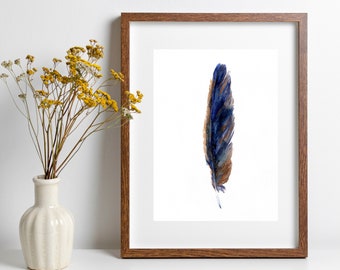 Bird Feather Watercolor Art, Feather Art Print,