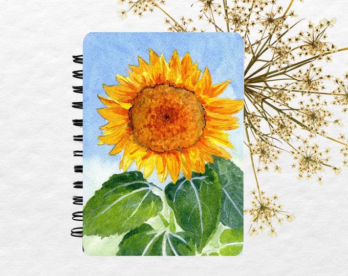 Sunflower Journal, Beautiful Watercolor Sketch book, Customizable 5x7 Journal That Would Make a Memorable Keepsake or Gift