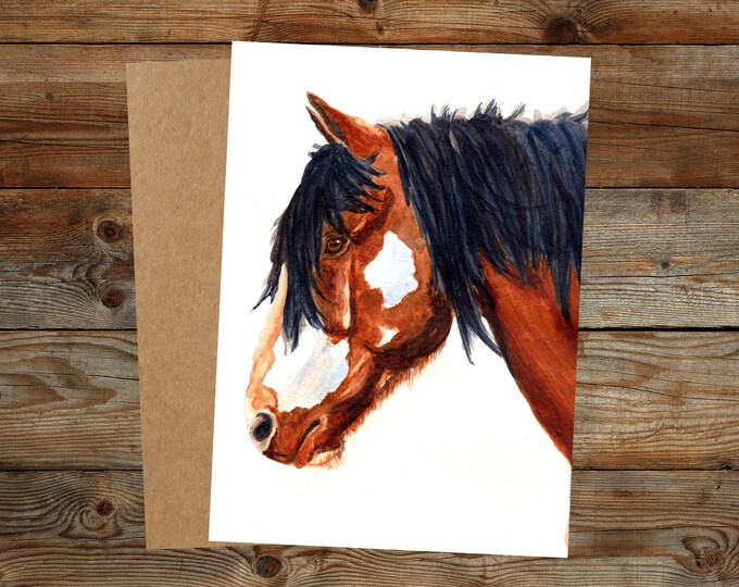 Personalized Watercolor Horse Greeting Card 5x7"
