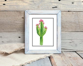 Aquarell-Vorlage eines Saguaro-Kaktus: Wüstenbotanik, sofortiger digitaler Download zur Dekoration