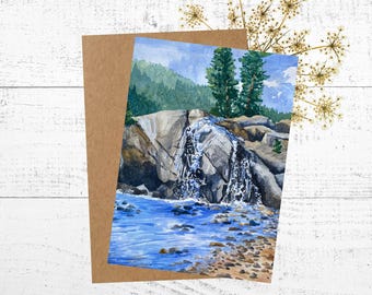 Colorado Scenery Card: Watercolor Painting of Helen Hunt Falls