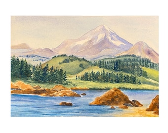 Mountain Landscape Print, Watercolor Painting