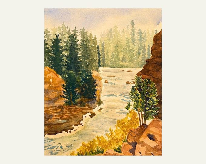 Waterfall Watercolor Art Print Perfect for Bedroom Or Bathroom Wall Decor