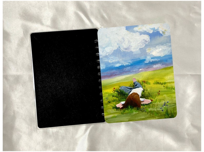 Handmade Journal: Child in Grass Painting, Matte Laminated Cover or All Paper image 2