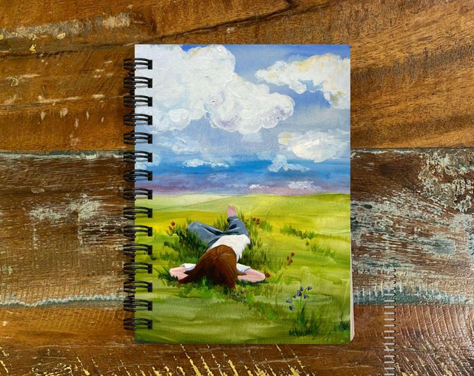 Handmade Journal: Child in Grass Painting, Matte Laminated Cover or All Paper
