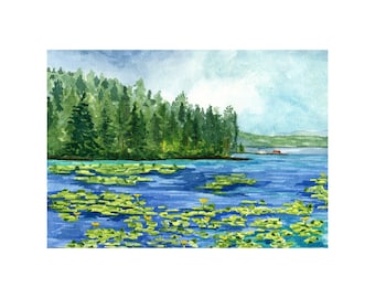 Lake Wall Art Print: Lake Hayden Watercolor Painting by Christina Vilgiate