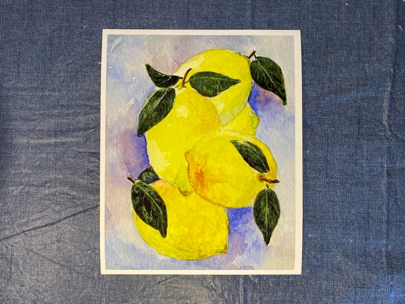 Lemon Watercolor print Kitchen and dining Wall Art Print Botanical Fruit Wall D\u00e9cor