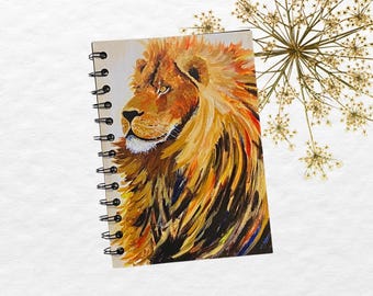 Lion Art Journal, Soft Cover Notebook with Watercolor Painting