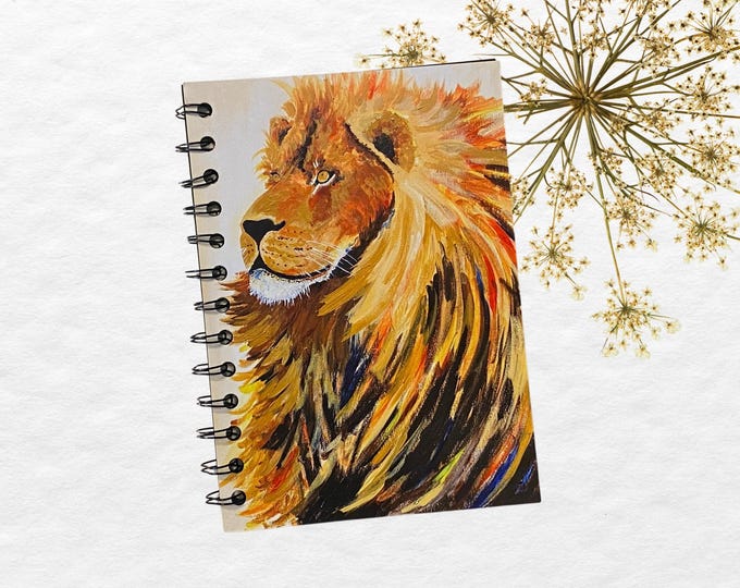 Lion Art Journal, Soft Cover Notebook with Watercolor Painting