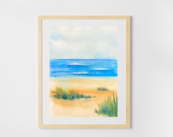 Original Watercolor Painting of a Beach Landscape, 12x16 inch Beach Wall Art