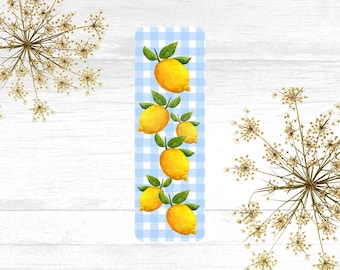Lemons and Gingham Bookmark - Summer Vibe Art Gift for Book Lovers, Readers & Students