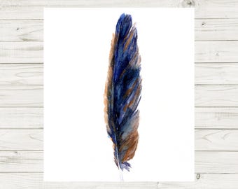 Colorful Bird Feather Watercolor Art Print , Perfect for Kitchen, Bedroom, Laundry Room, and Bathroom Decor