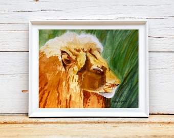 Lion Art, Watercolor Painting, Lion Wall Art